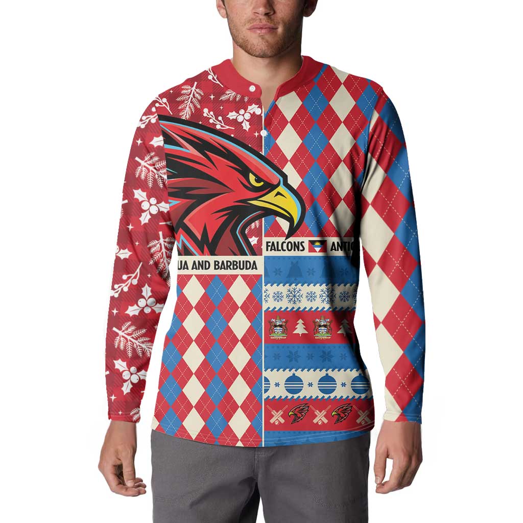 Personalized Antigua & Barbuda Cricket Christmas Button Sweatshirt Merry Xmas Falcons - Wonder Print Shop