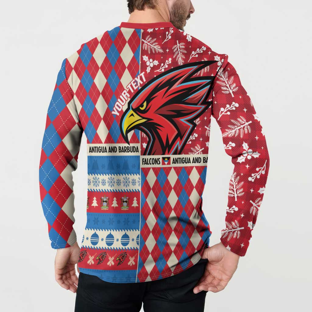 Personalized Antigua & Barbuda Cricket Christmas Button Sweatshirt Merry Xmas Falcons - Wonder Print Shop
