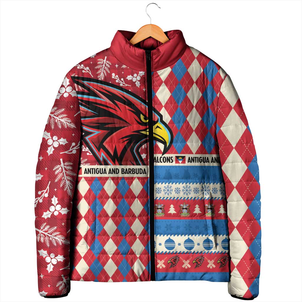 Personalized Antigua & Barbuda Cricket Christmas Padded Jacket Merry Xmas Falcons - Wonder Print Shop