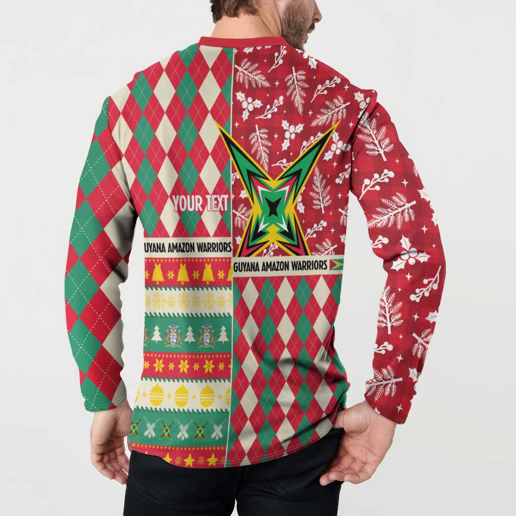 Personalized Amazon Warriors Cricket Christmas Button Sweatshirt Guyana Merry Xmas - Wonder Print Shop