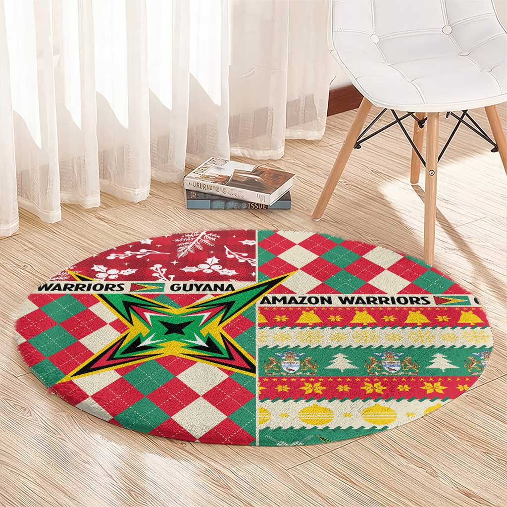 Amazon Warriors Cricket Christmas Round Carpet Guyana Merry Xmas - Wonder Print Shop