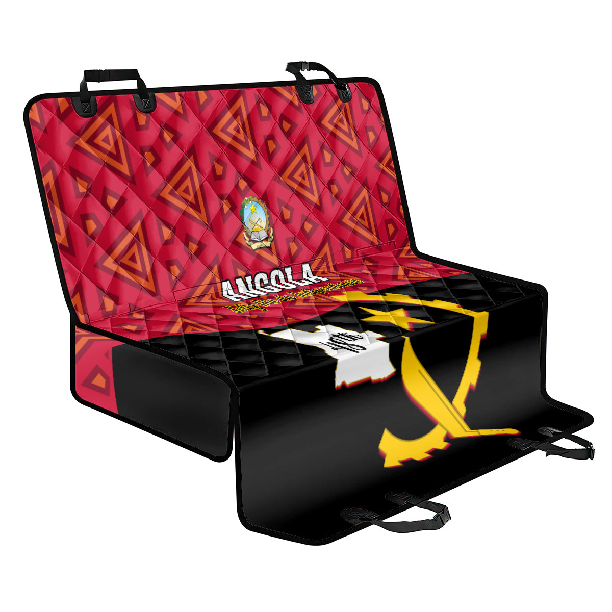 Personalised Angola Independence Day Back Car Seat Cover Angolan Samakaka With Giant Sable Antelope - Wonder Print Shop