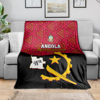 Angola independence day blanket, red geometric top and black bottom with gold star emblem