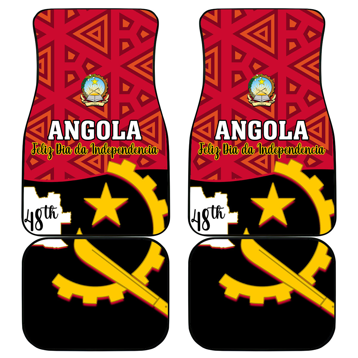 Personalised Angola Independence Day Car Mats Angolan Samakaka With Giant Sable Antelope - Wonder Print Shop