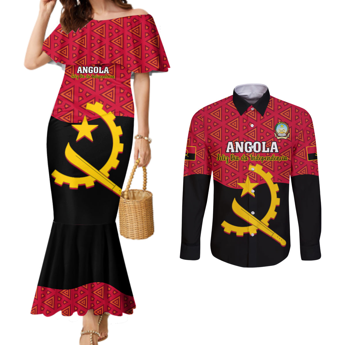 personalised-angola-independence-day-couples-matching-mermaid-dress-and-long-sleeve-button-shirts-angolan-samakaka-with-giant-sable-antelope