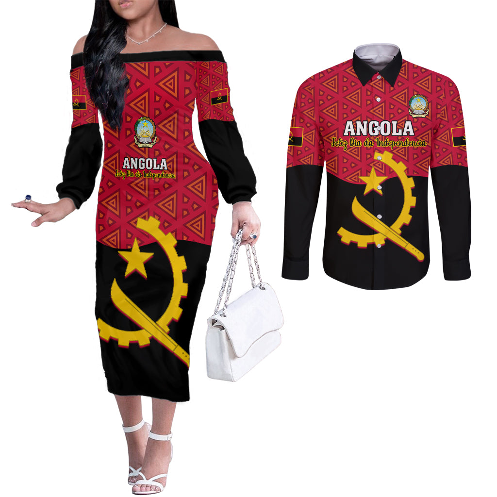 personalised-angola-independence-day-couples-matching-off-the-shoulder-long-sleeve-dress-and-long-sleeve-button-shirts-angolan-samakaka-with-giant-sable-antelope