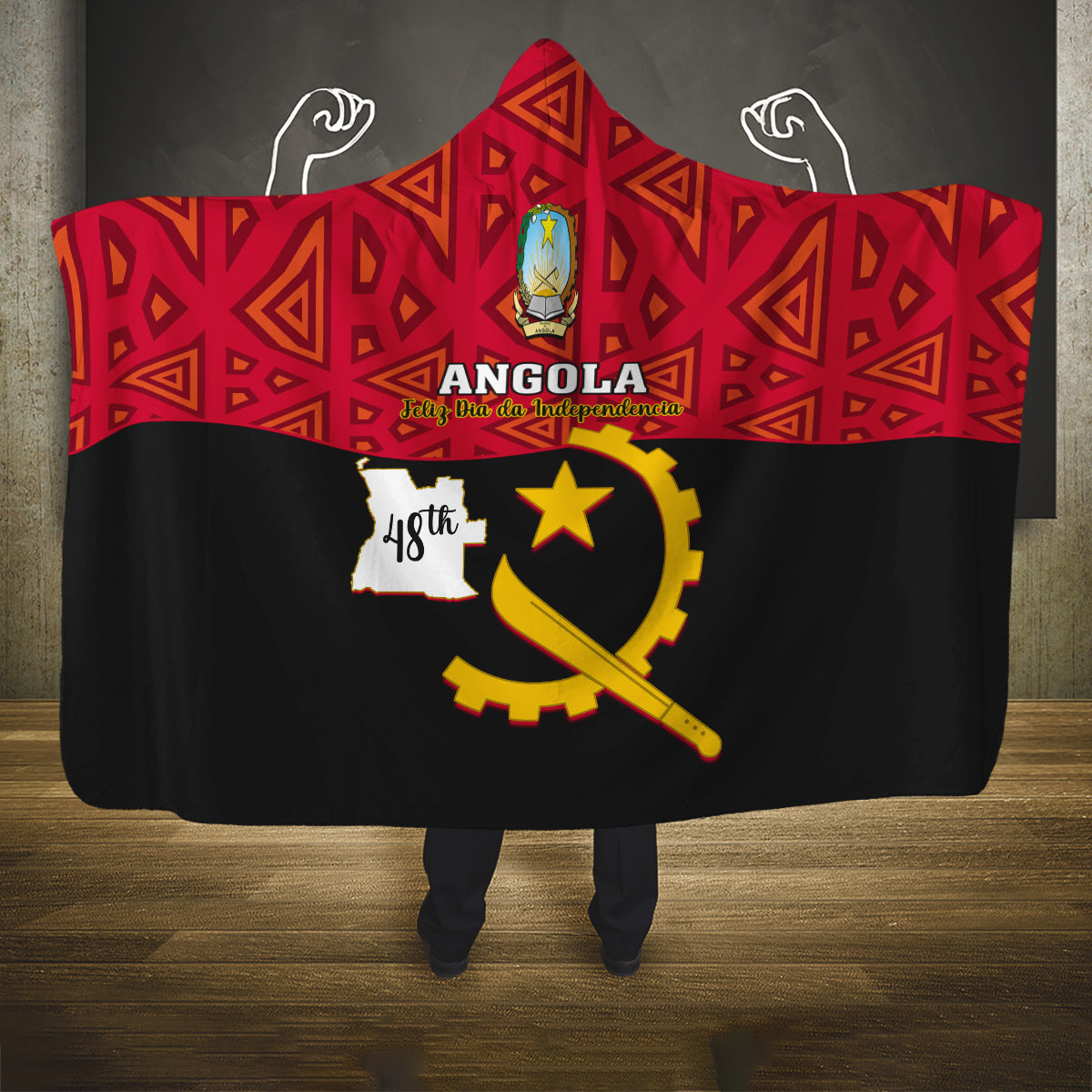 personalised-angola-independence-day-hooded-blanket-angolan-samakaka-with-giant-sable-antelope