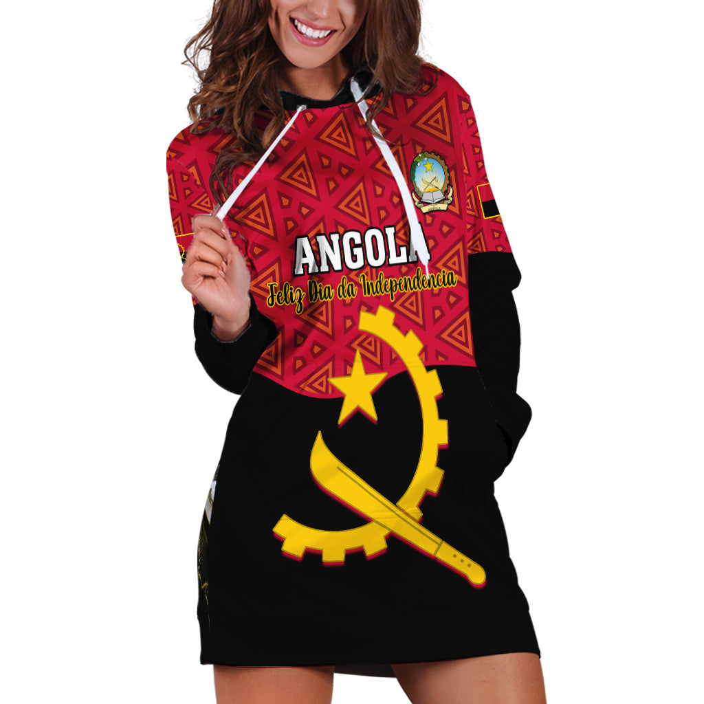 Personalised Angola Independence Day Hoodie Dress Angolan Samakaka With Giant Sable Antelope - Wonder Print Shop