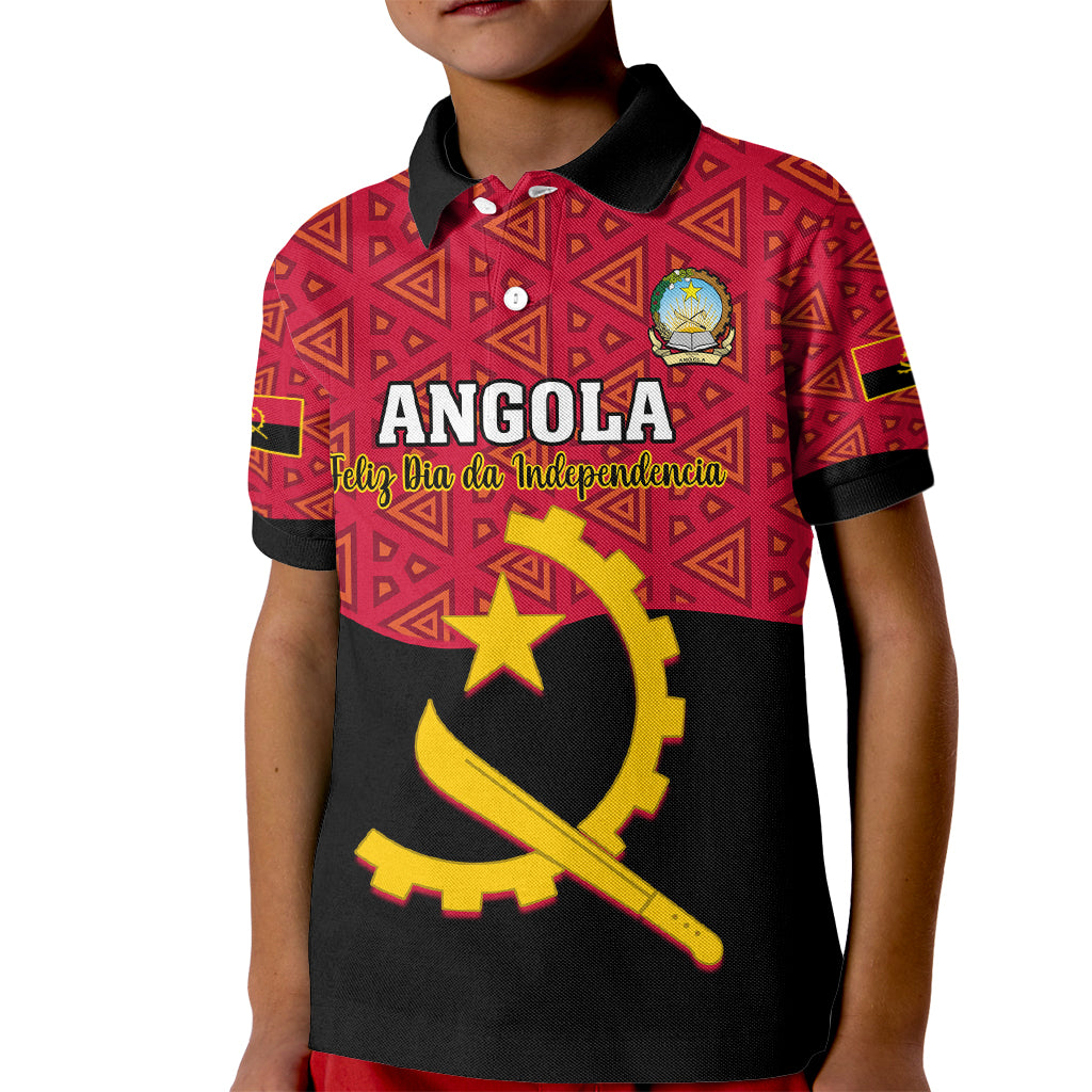 Personalised Angola Independence Day Kid Polo Shirt Angolan Samakaka With Giant Sable Antelope - Wonder Print Shop