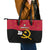 Personalised Angola Independence Day Leather Tote Bag Angolan Samakaka With Giant Sable Antelope - Wonder Print Shop