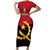 Personalised Angola Independence Day Short Sleeve Bodycon Dress Angolan Samakaka With Giant Sable Antelope - Wonder Print Shop