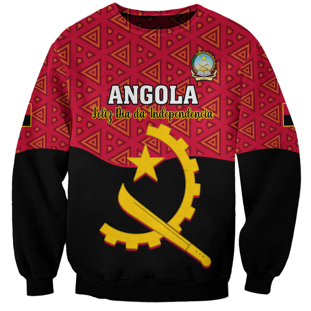 Unisex red patterned sweatshirt with Angola graphic and front text