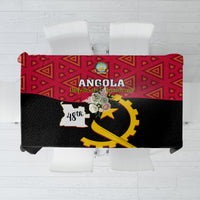 Personalized Angola Independence Day tablecloth in red, black, and gold graphic print