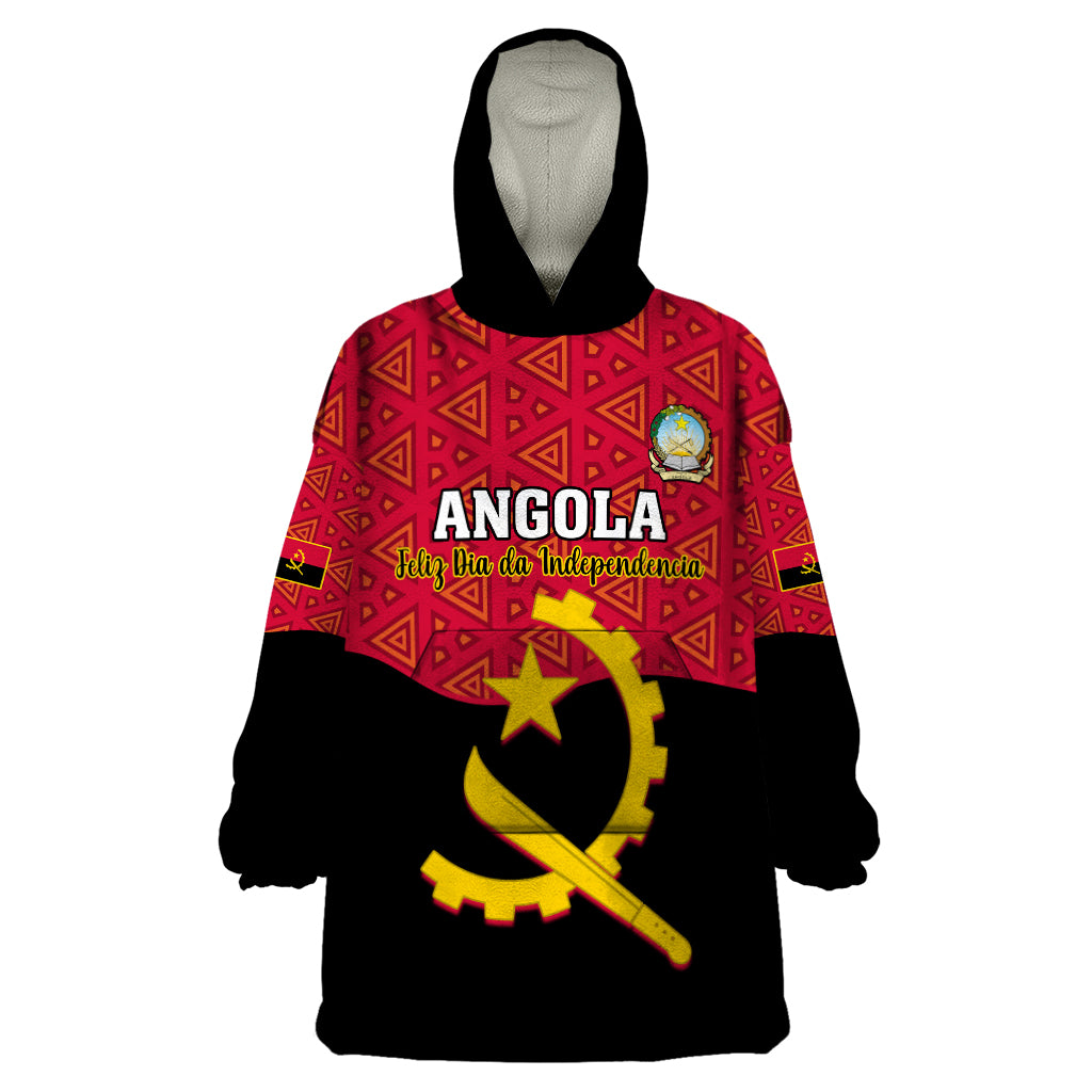 Personalised Angola Independence Day Wearable Blanket Hoodie Angolan Samakaka With Giant Sable Antelope - Wonder Print Shop