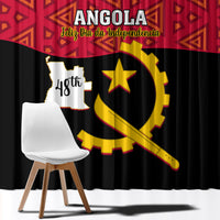 Angola independence window curtain with “ANGOLA” text, red and black emblem map design