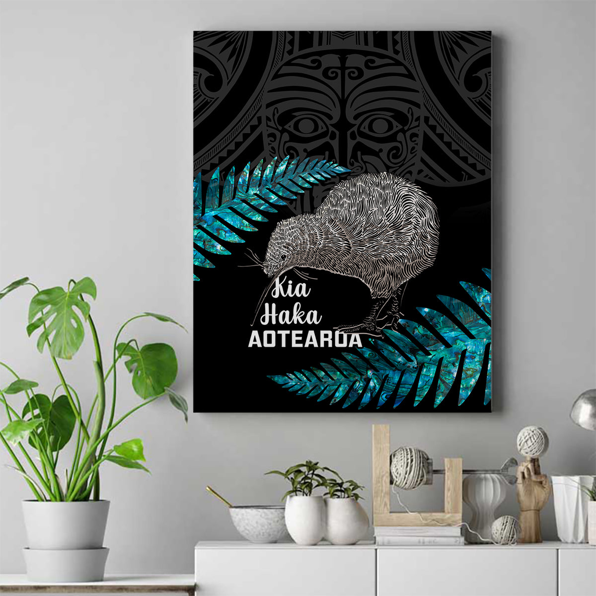 New Zealand Silver Fern Rugby Canvas Wall Art Pacific 2023 Kia Haka Kiwis With Maori Ta Moko - Wonder Print Shop