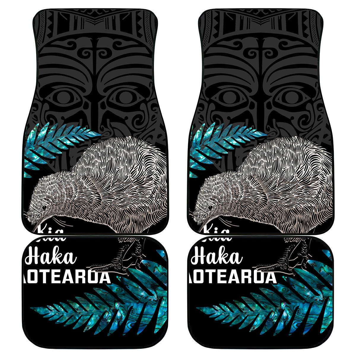 New Zealand Silver Fern Rugby Car Mats Pacific 2023 Kia Haka Kiwis With Maori Ta Moko - Wonder Print Shop