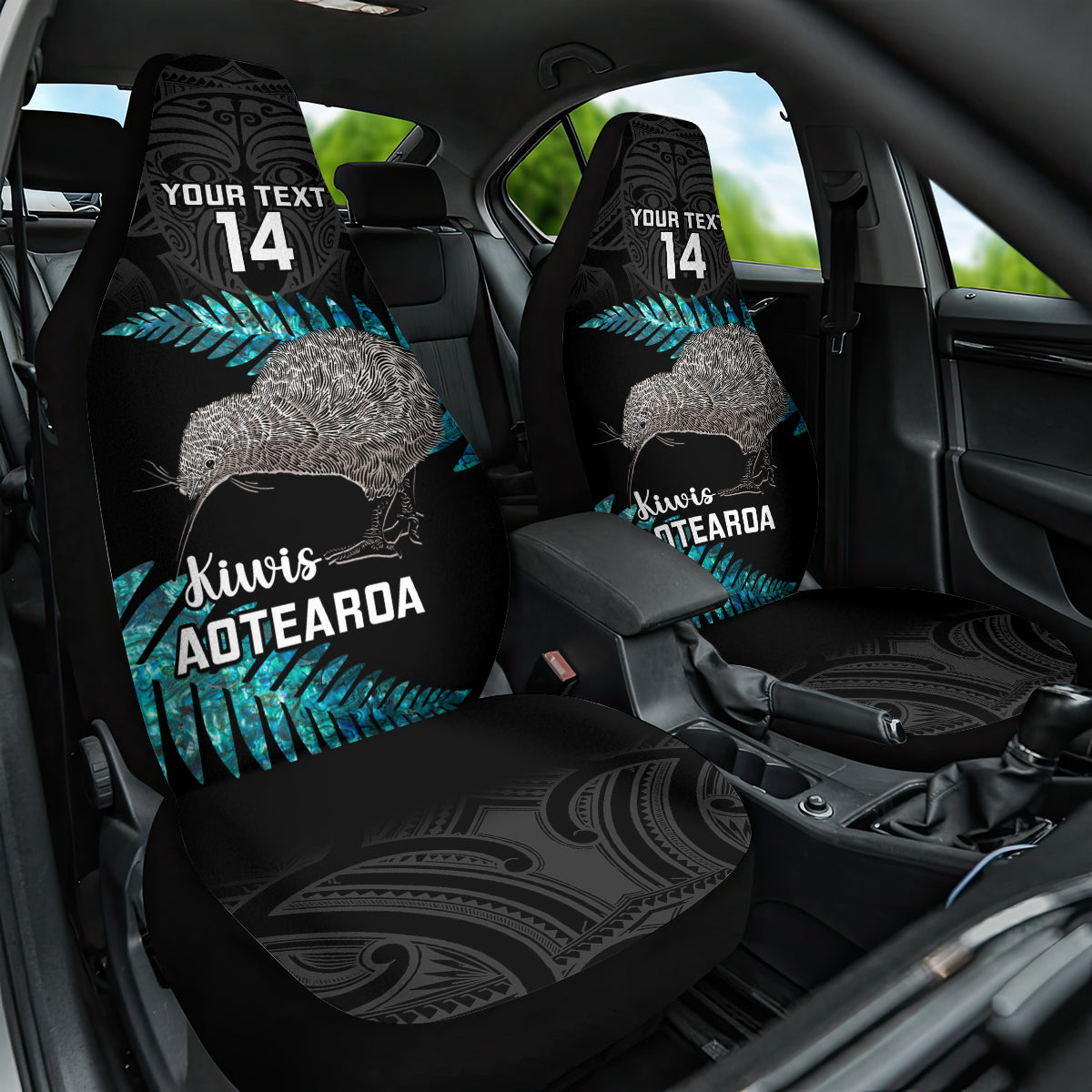 Custom New Zealand Silver Fern Rugby Car Seat Cover Pacific 2023 Kia Haka Kiwis With Maori Ta Moko - Wonder Print Shop