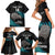 Custom New Zealand Silver Fern Rugby Family Matching Short Sleeve Bodycon Dress and Hawaiian Shirt Pacific 2023 Kia Haka Kiwis With Maori Ta Moko - Wonder Print Shop