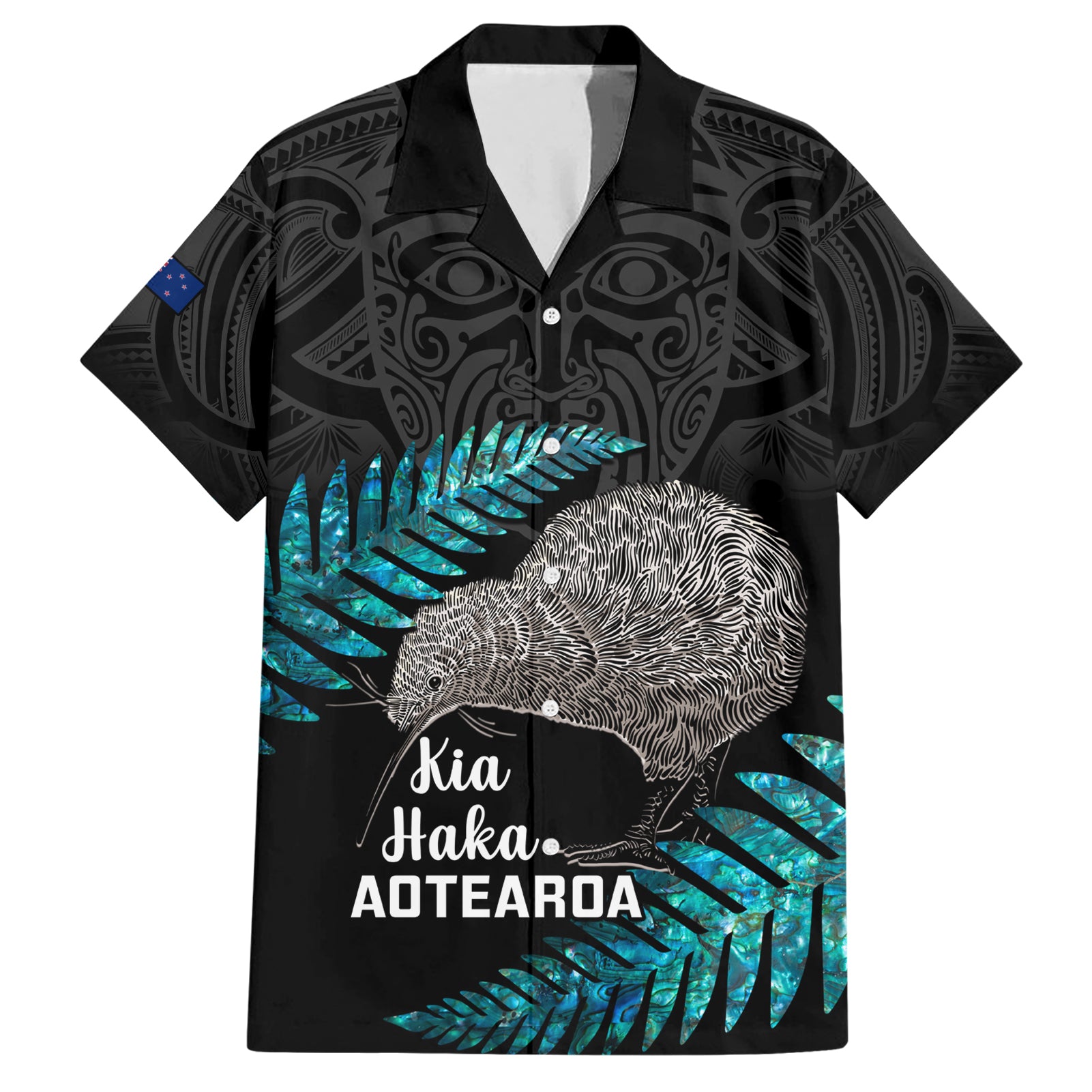 Custom New Zealand Silver Fern Rugby Hawaiian Shirt Pacific 2023 Kia Haka Kiwis With Maori Ta Moko - Wonder Print Shop