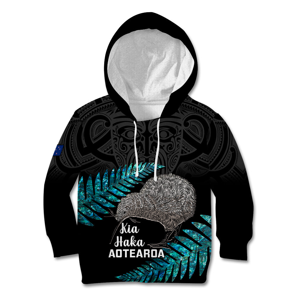 Custom New Zealand Silver Fern Rugby Kid Hoodie Pacific 2023 Kia Haka Kiwis With Maori Ta Moko - Wonder Print Shop