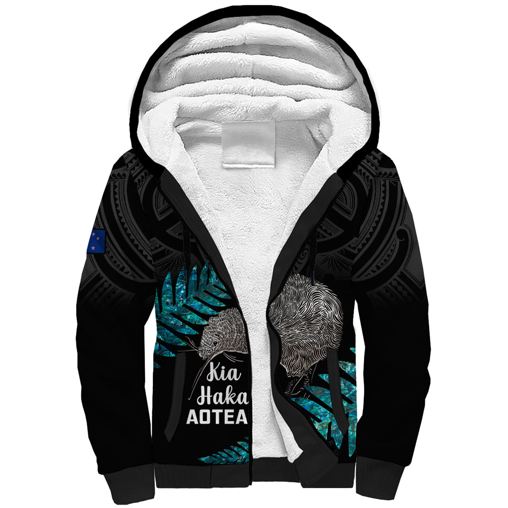 Custom New Zealand Silver Fern Rugby Sherpa Hoodie Pacific 2023 Kia Haka Kiwis With Maori Ta Moko - Wonder Print Shop