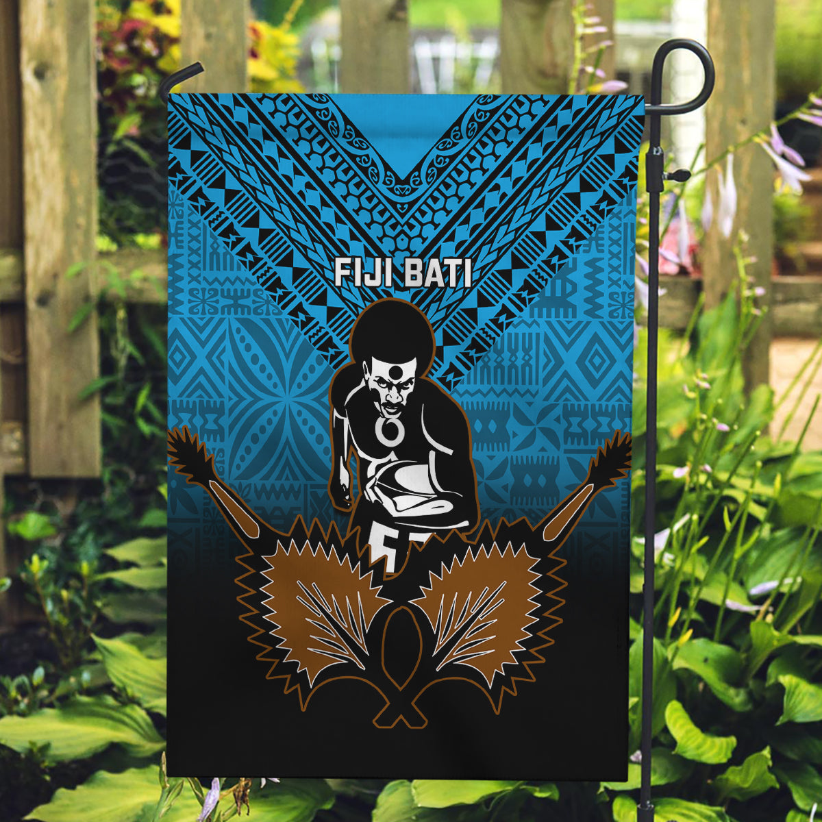 Fiji Tapa Rugby Garden Flag Pacific 2023 Go Fijian Bati - Wonder Print Shop