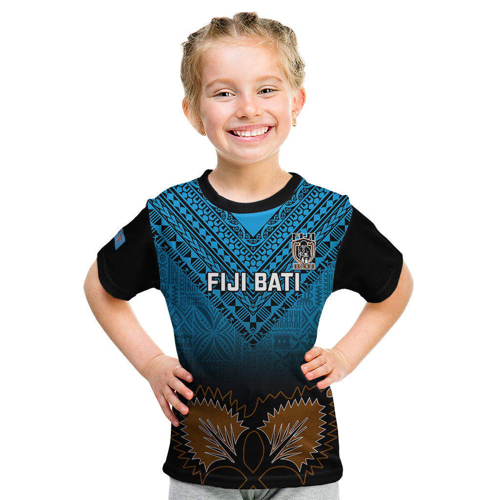 Custom Fiji Tapa Rugby Kid T Shirt Pacific 2023 Go Fijian Bati - Wonder Print Shop