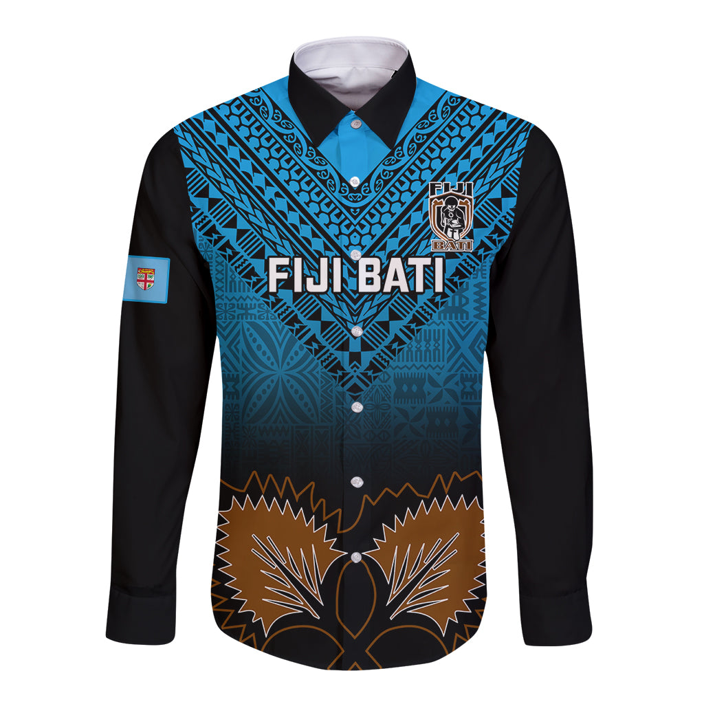 Custom Fiji Tapa Rugby Long Sleeve Button Shirt Pacific 2023 Go Fijian Bati - Wonder Print Shop