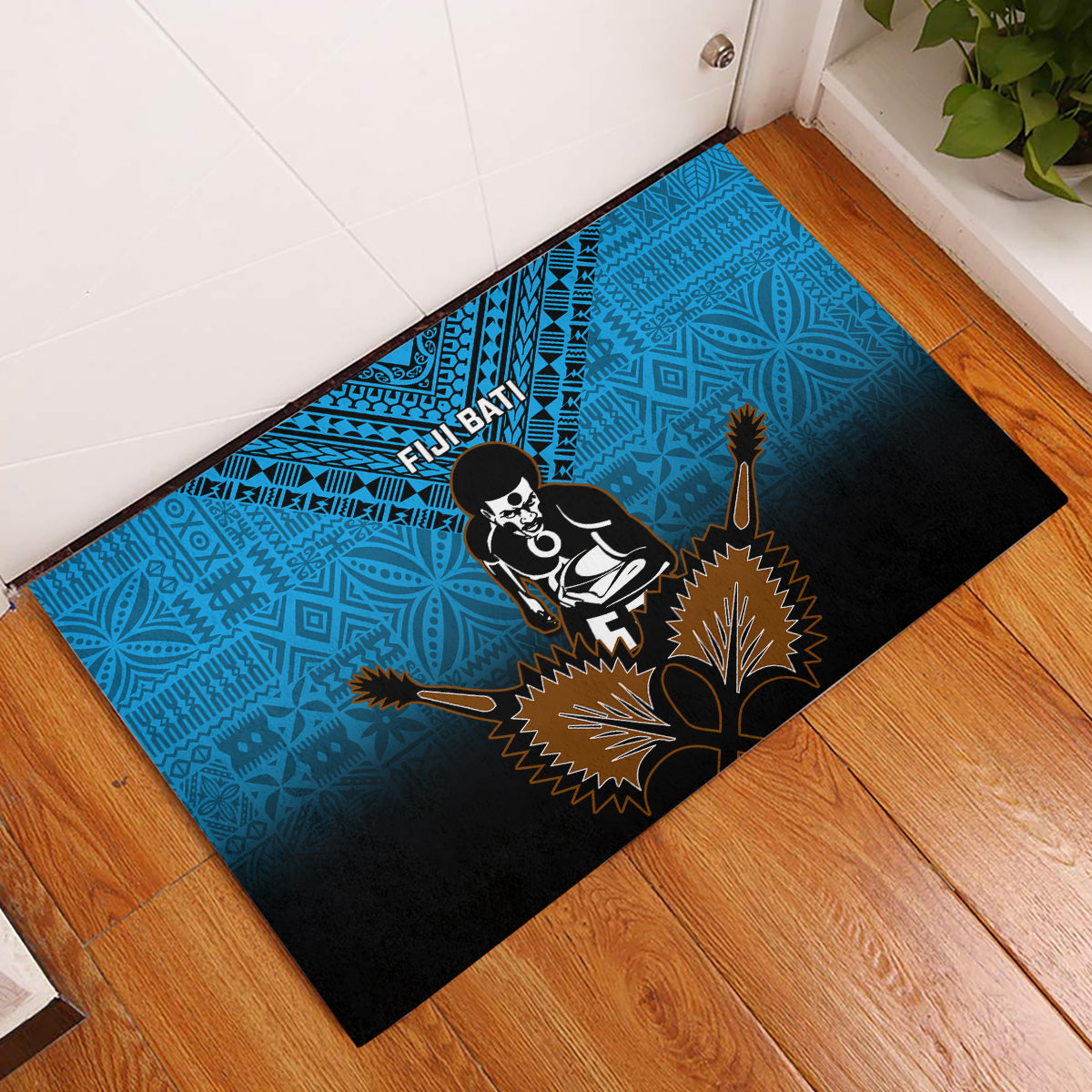 Fiji Tapa Rugby Rubber Doormat Pacific 2023 Go Fijian Bati - Wonder Print Shop