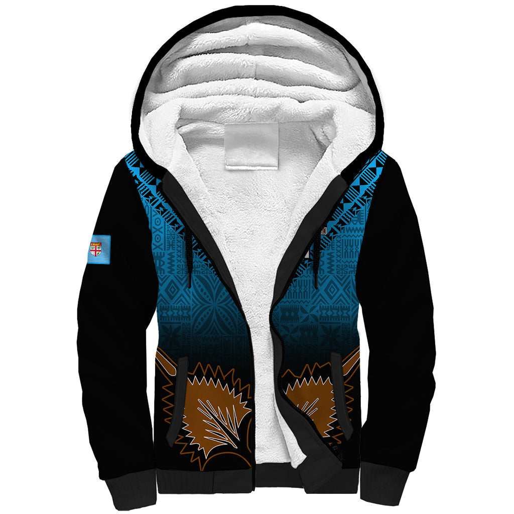 Custom Fiji Tapa Rugby Sherpa Hoodie Pacific 2023 Go Fijian Bati - Wonder Print Shop