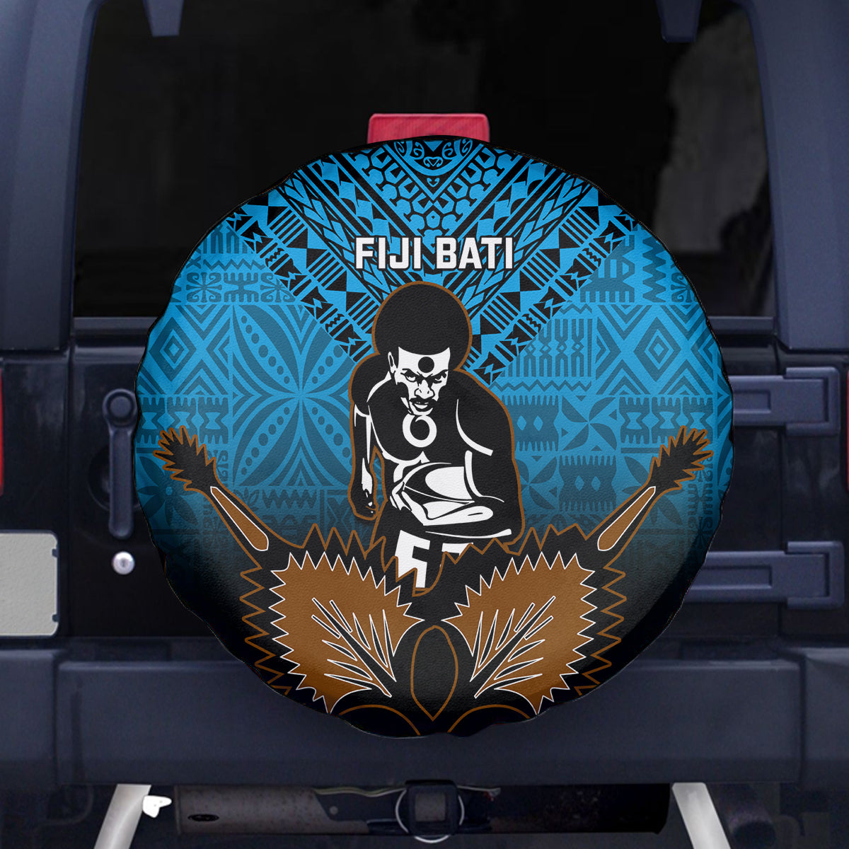 Fiji Tapa Rugby Spare Tire Cover Pacific 2023 Go Fijian Bati - Wonder Print Shop