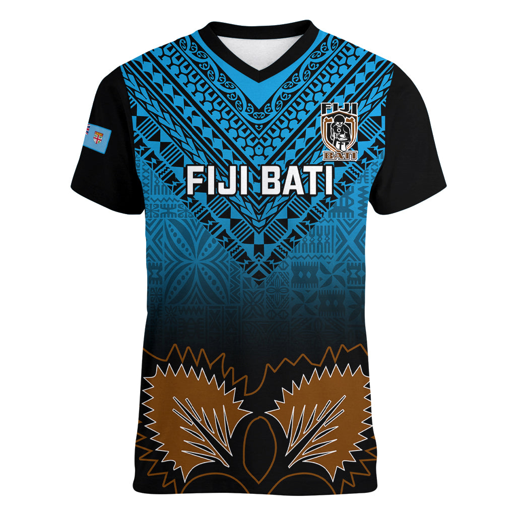 custom-fiji-tapa-rugby-women-v-neck-t-shirt-pacific-2023-go-fijian-bati