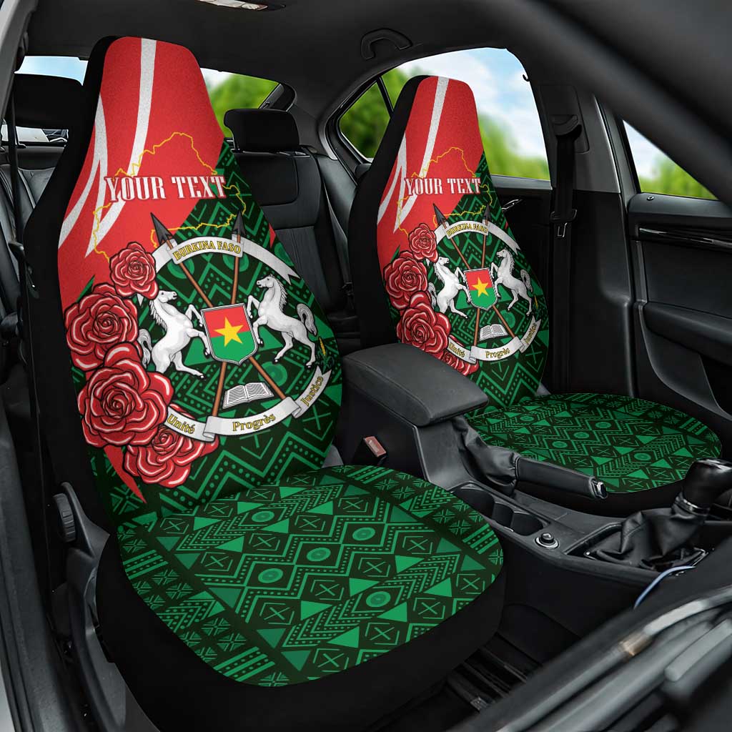 Personalised Burkina Faso Republic Day Car Seat Cover Happy 66th Anniversary - Bogolan Pattern - Wonder Print Shop