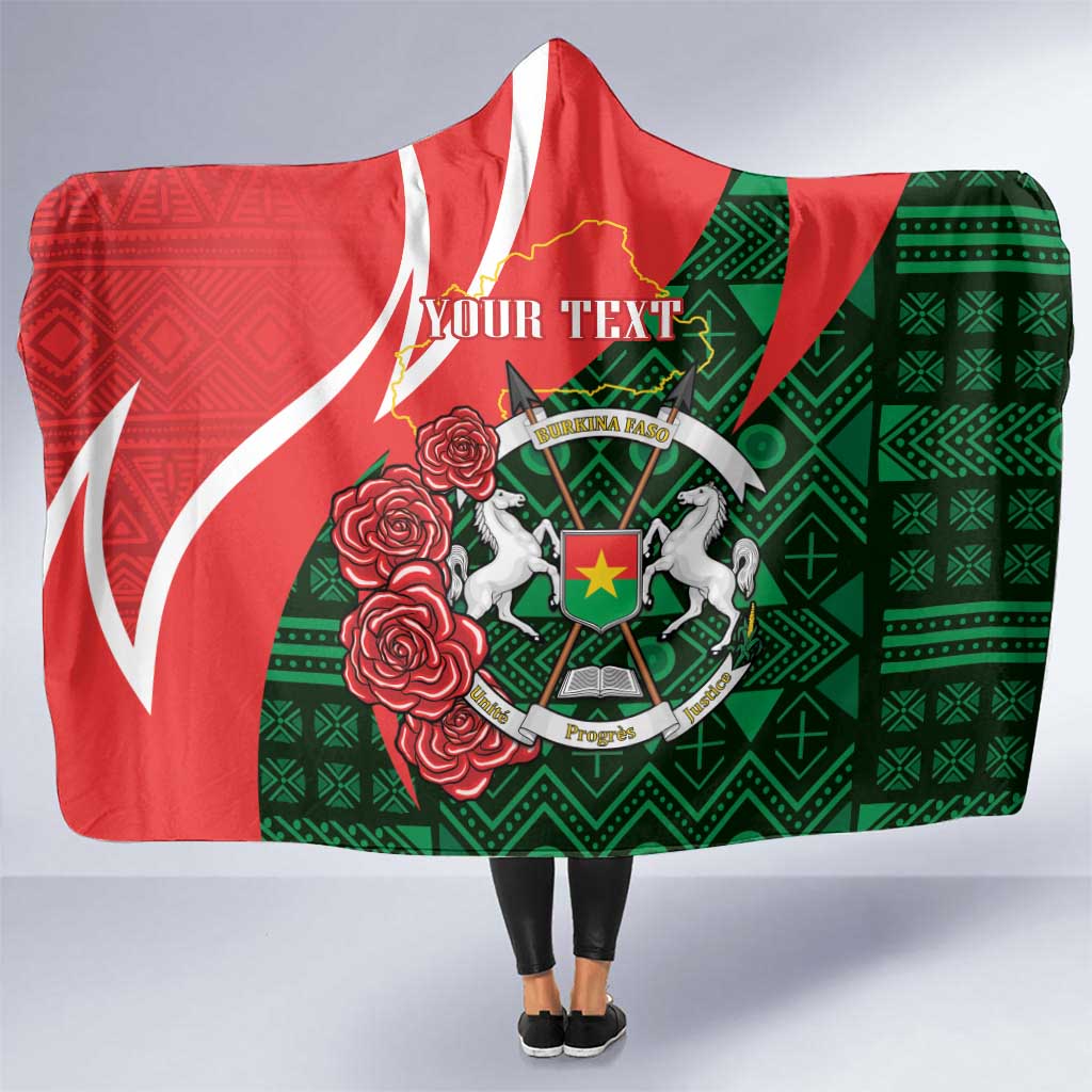 Personalised Burkina Faso Republic Day Hooded Blanket Happy 66th Anniversary - Bogolan Pattern