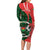 Personalised Burkina Faso Republic Day Long Sleeve Bodycon Dress Happy 66th Anniversary - Bogolan Pattern - Wonder Print Shop