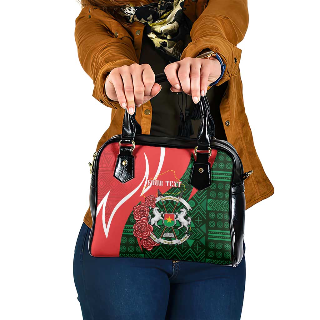 Personalised Burkina Faso Republic Day Shoulder Handbag Happy 66th Anniversary - Bogolan Pattern