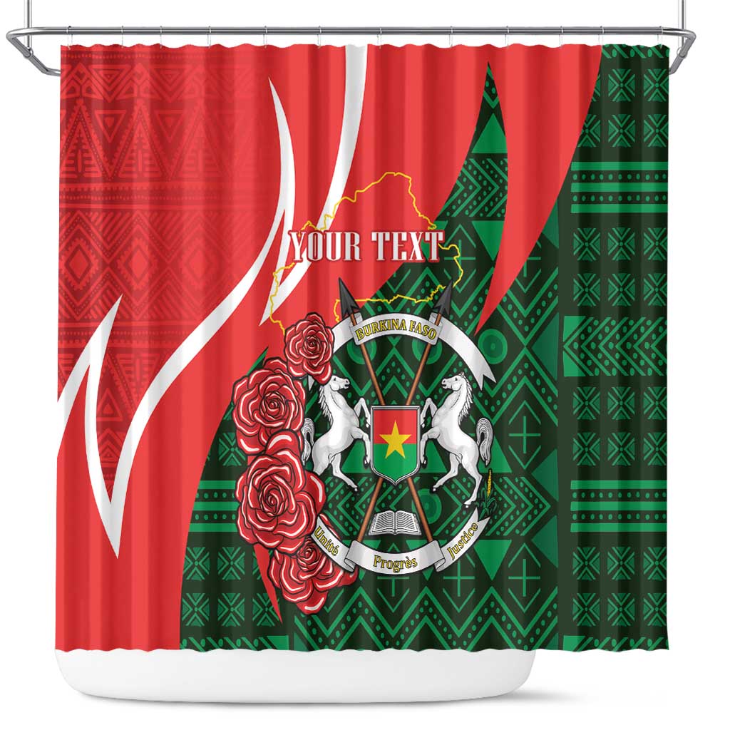 Personalised Burkina Faso Republic Day Shower Curtain Happy 66th Anniversary - Bogolan Pattern