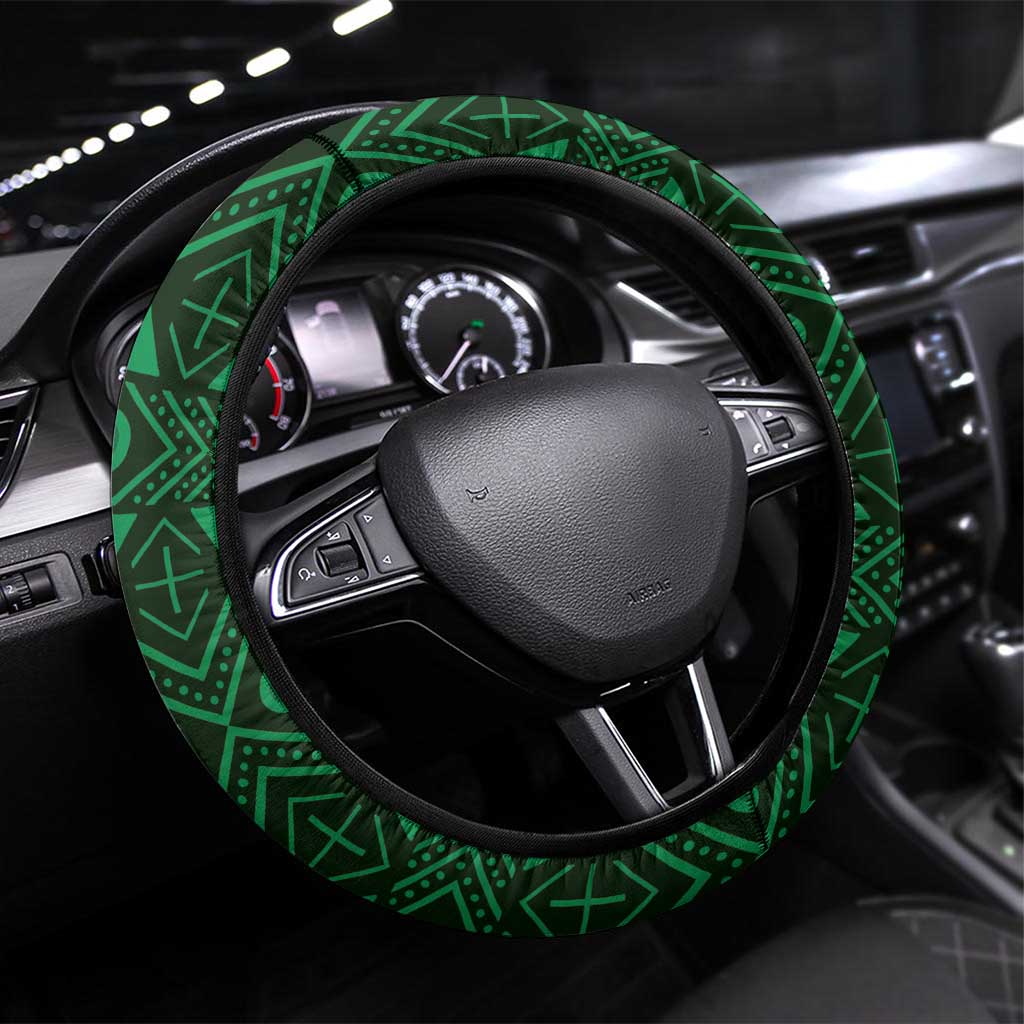 Burkina Faso Republic Day Steering Wheel Cover Happy 66th Anniversary - Bogolan Pattern - Wonder Print Shop