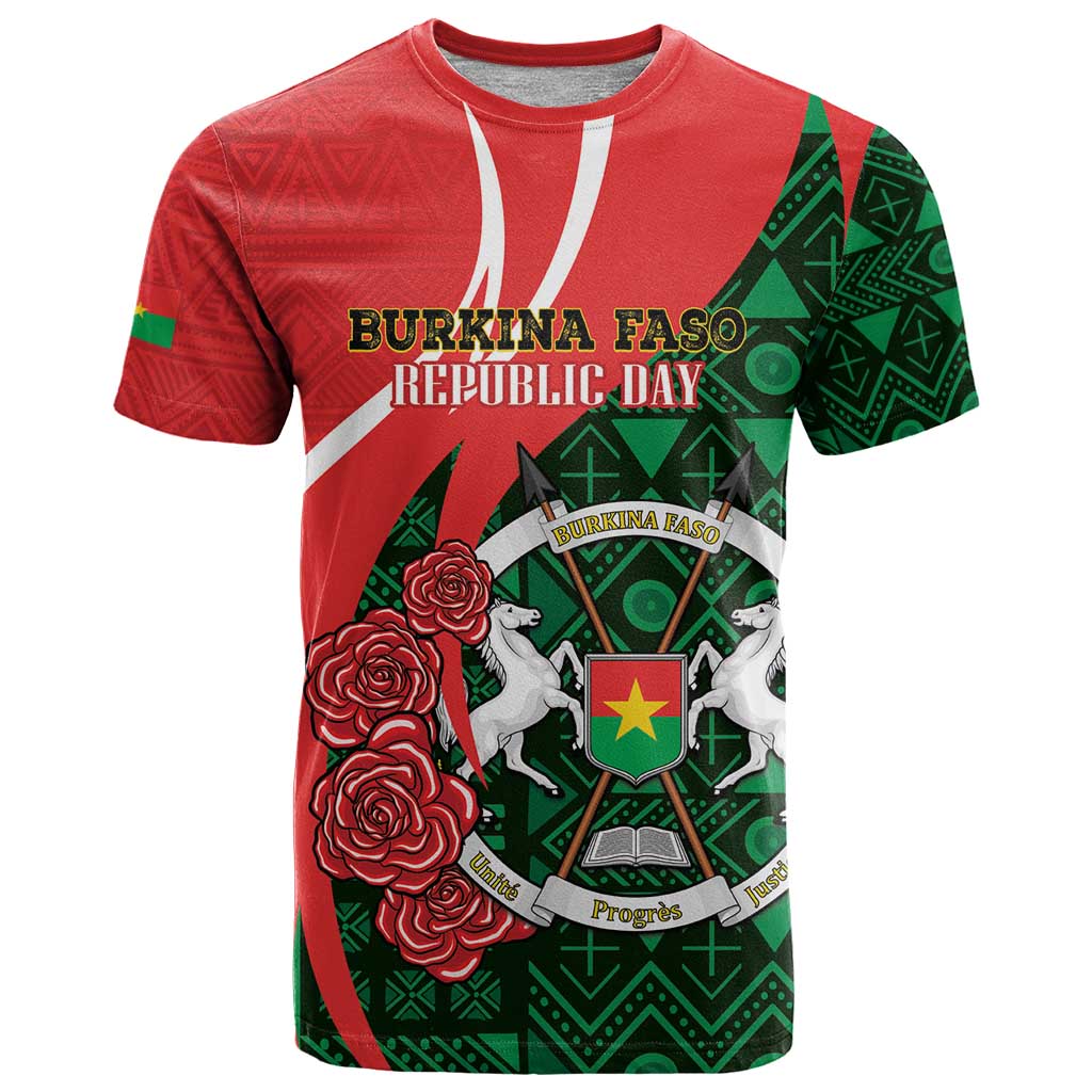 Personalised Burkina Faso Republic Day T Shirt Happy 66th Anniversary - Bogolan Pattern - Wonder Print Shop