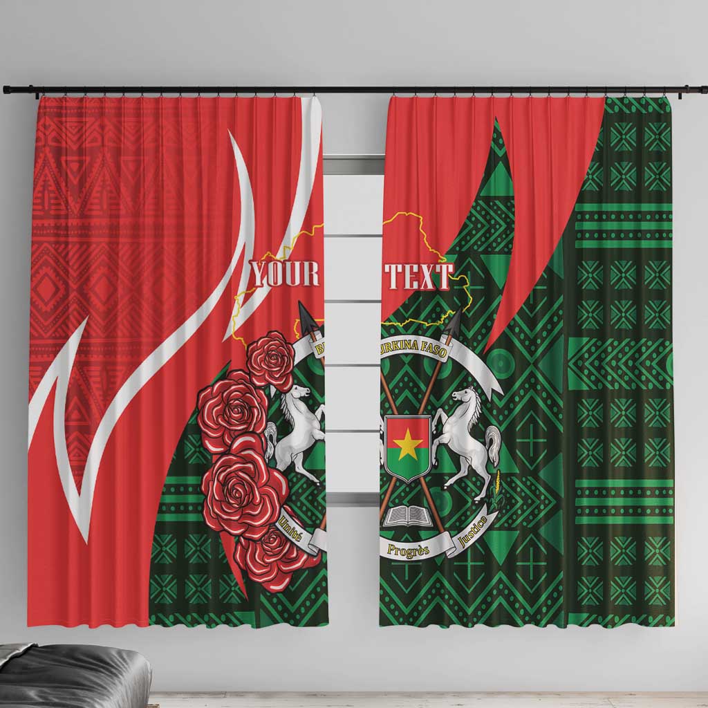 Personalised Burkina Faso Republic Day Window Curtain Happy 66th Anniversary - Bogolan Pattern - Wonder Print Shop