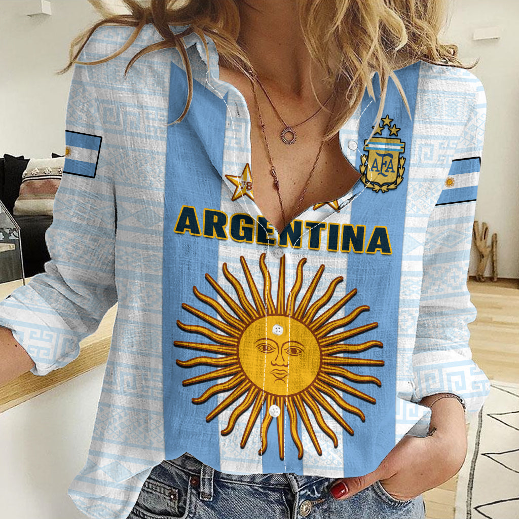 Argentina Football Women Casual Shirt World Cup La Albiceleste 3rd Champions Proud - Wonder Print Shop