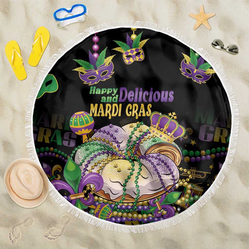 Happy And Delicious Mardi Gras Beach Blanket King Cake And Luxury Beadeds - Wonder Print Shop