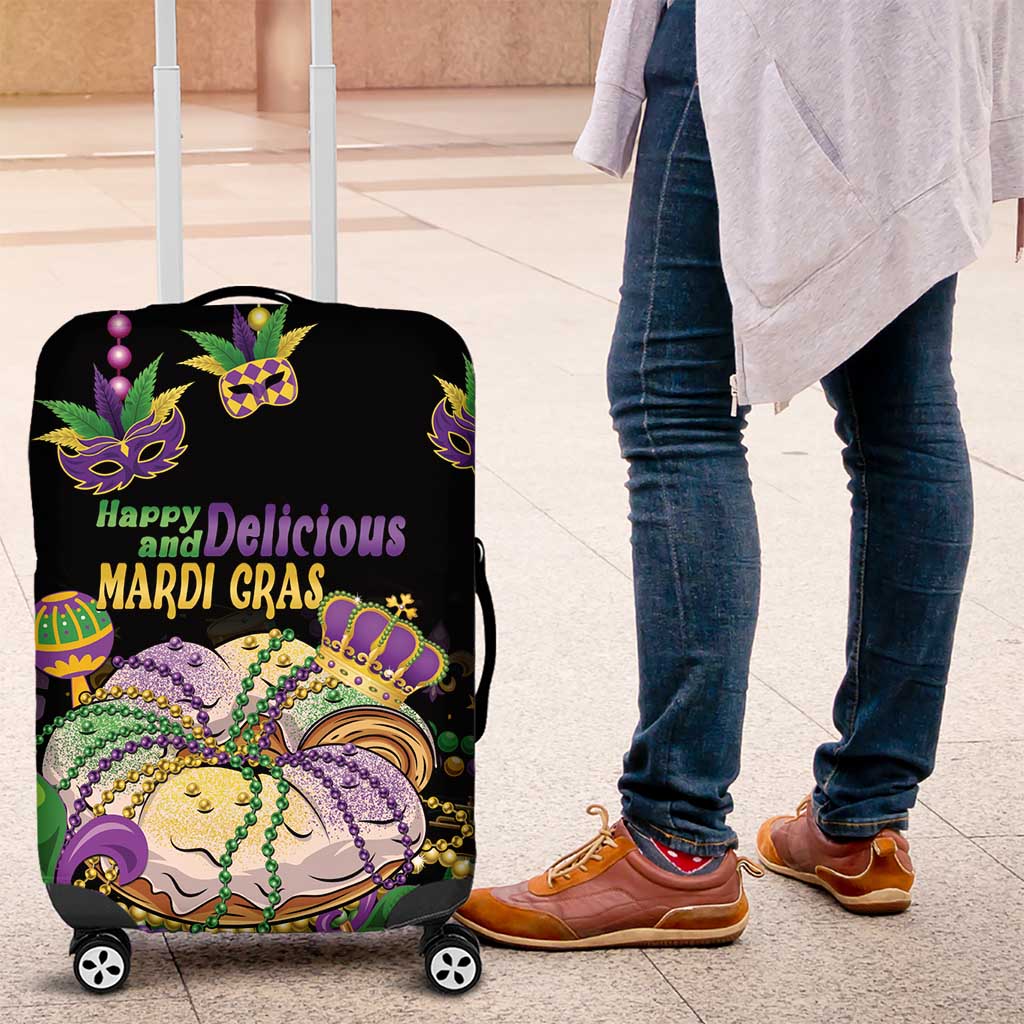 Happy And Delicious Mardi Gras Luggage Cover King Cake And Luxury Beadeds