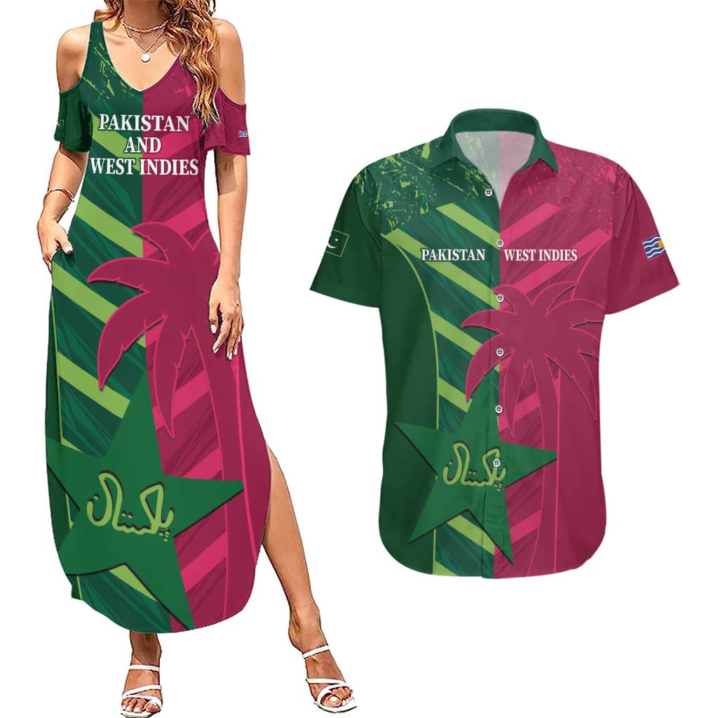 Custom West Indies And Pakistan Cricket Couples Matching Summer Maxi Dress and Hawaiian Shirt 2025 Windies Shaheens Together - Wonder Print Shop