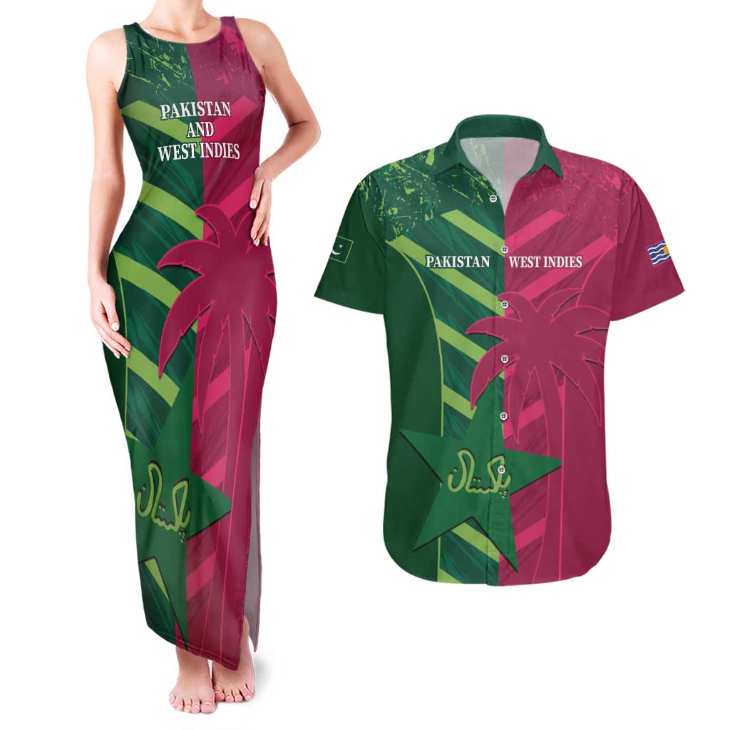 Custom West Indies And Pakistan Cricket Couples Matching Tank Maxi Dress and Hawaiian Shirt 2025 Windies Shaheens Together - Wonder Print Shop