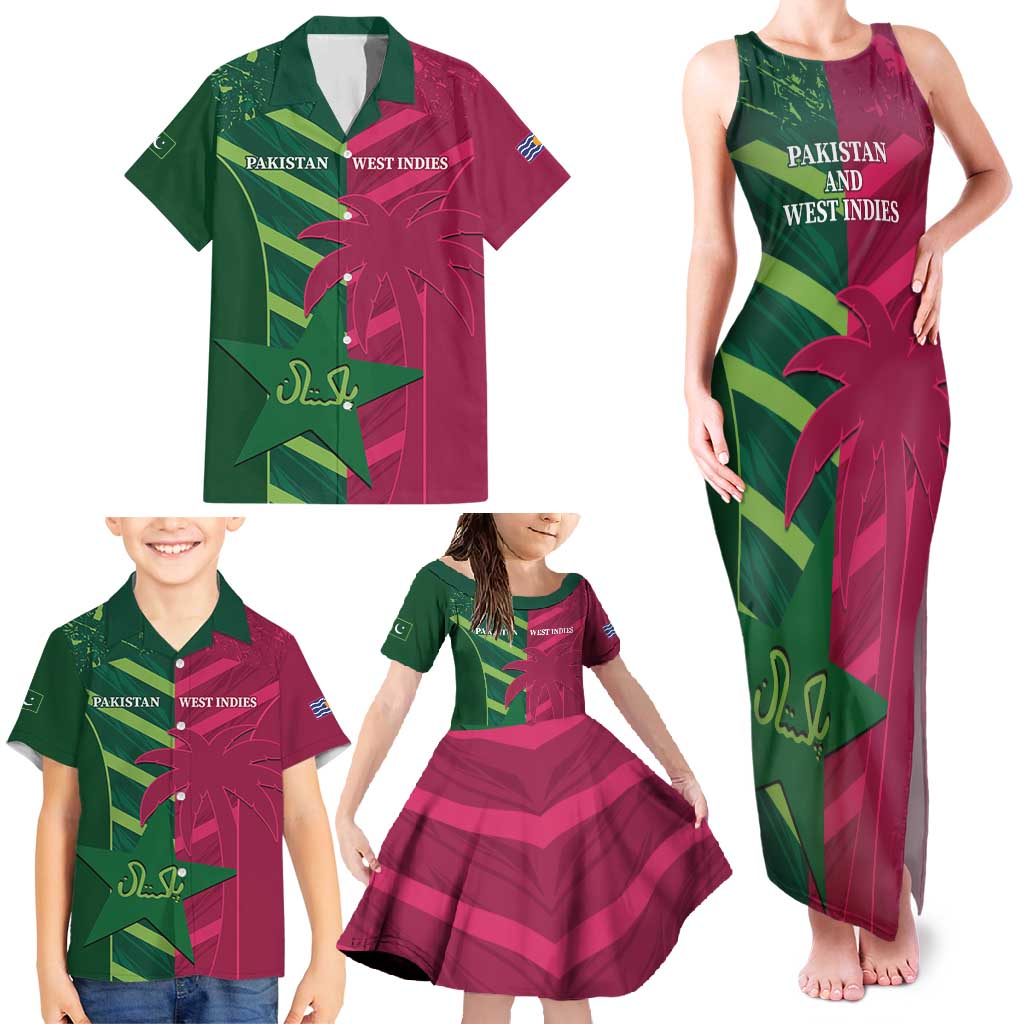 Custom West Indies And Pakistan Cricket Family Matching Tank Maxi Dress and Hawaiian Shirt 2025 Windies Shaheens Together - Wonder Print Shop