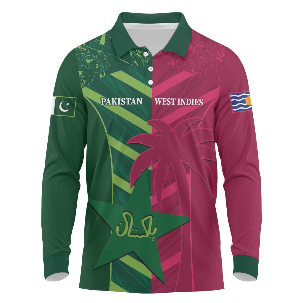 Custom West Indies And Pakistan Cricket Long Sleeve Polo Shirt 2025 Windies Shaheens Together - Wonder Print Shop