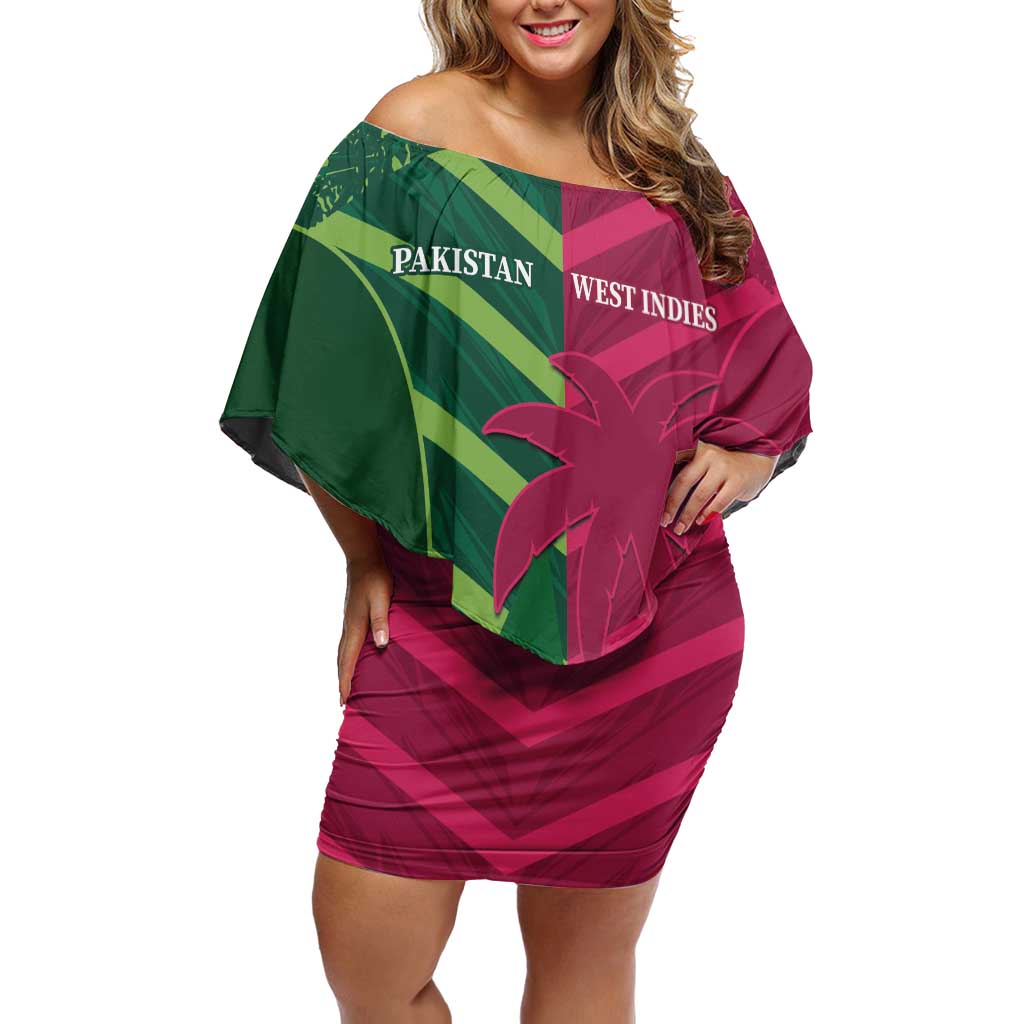 Custom West Indies And Pakistan Cricket Off Shoulder Short Dress 2025 Windies Shaheens Together - Wonder Print Shop