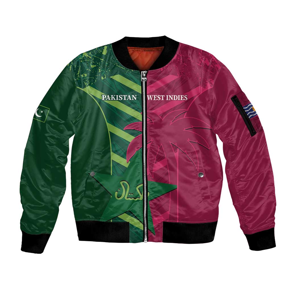 Custom West Indies And Pakistan Cricket Sleeve Zip Bomber Jacket 2025 Windies Shaheens Together